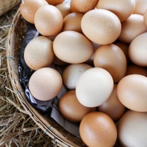 Basket of farm-fresh eggs