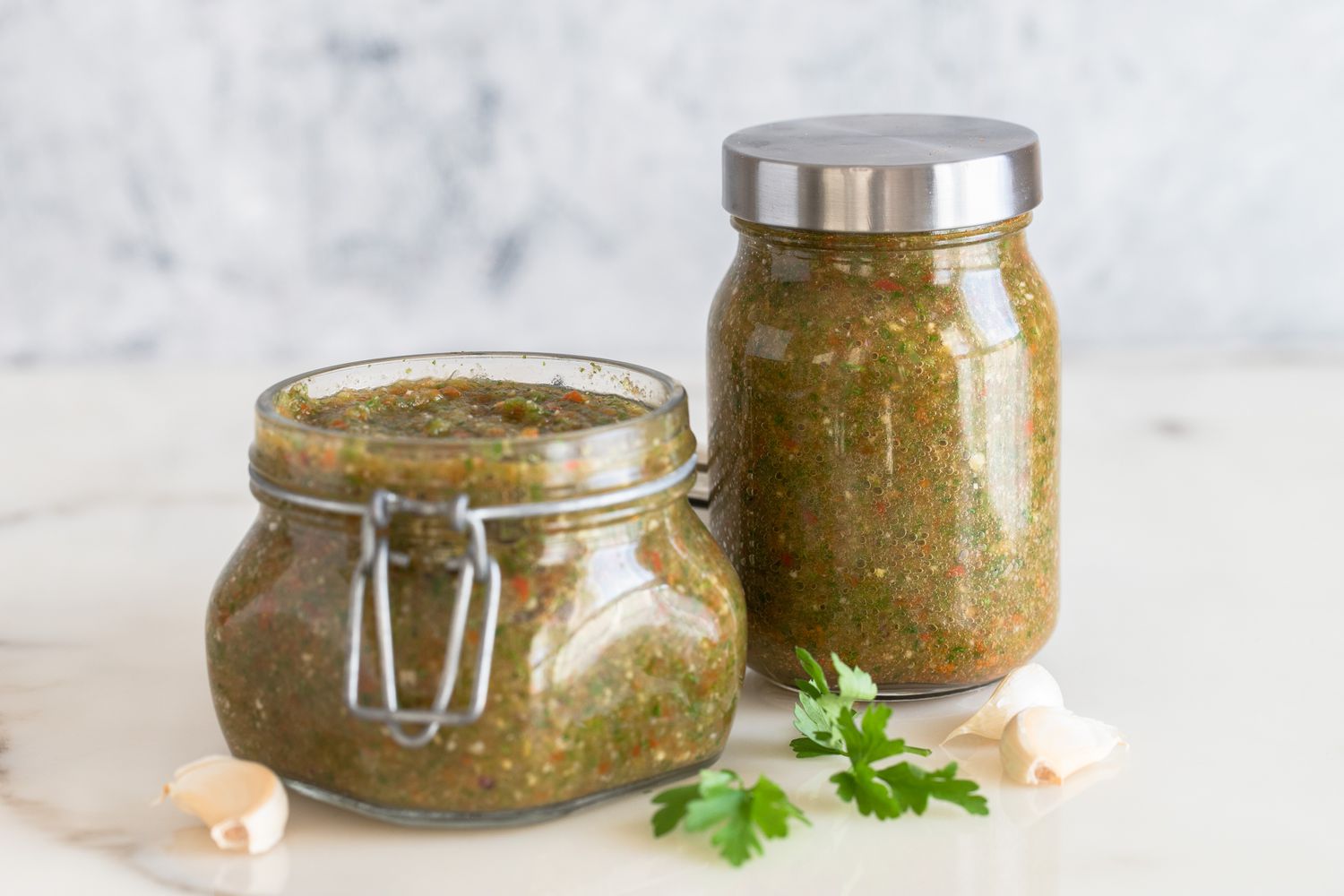 Jars of fresh sofrito